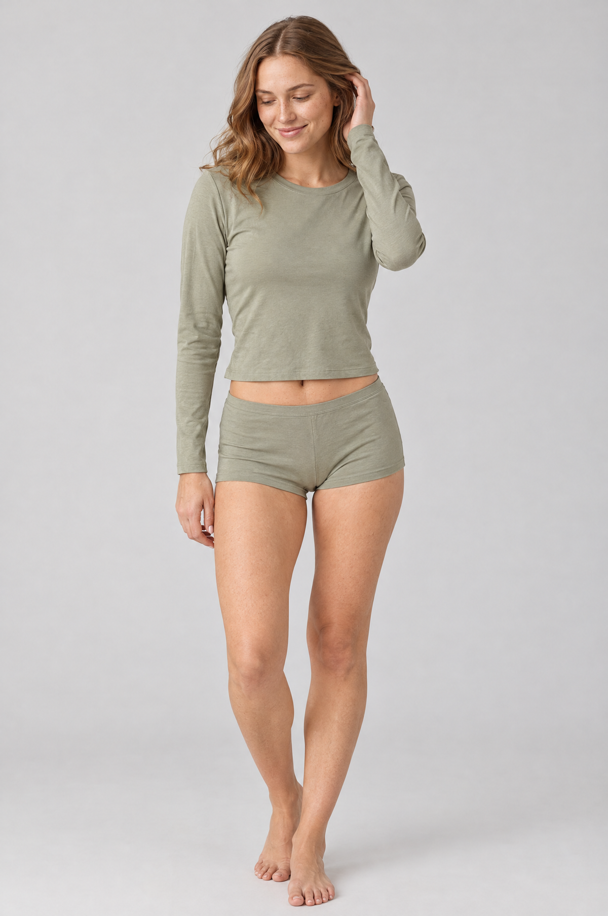 Soflora Jersey Sleep Set in Sage - lifestyle