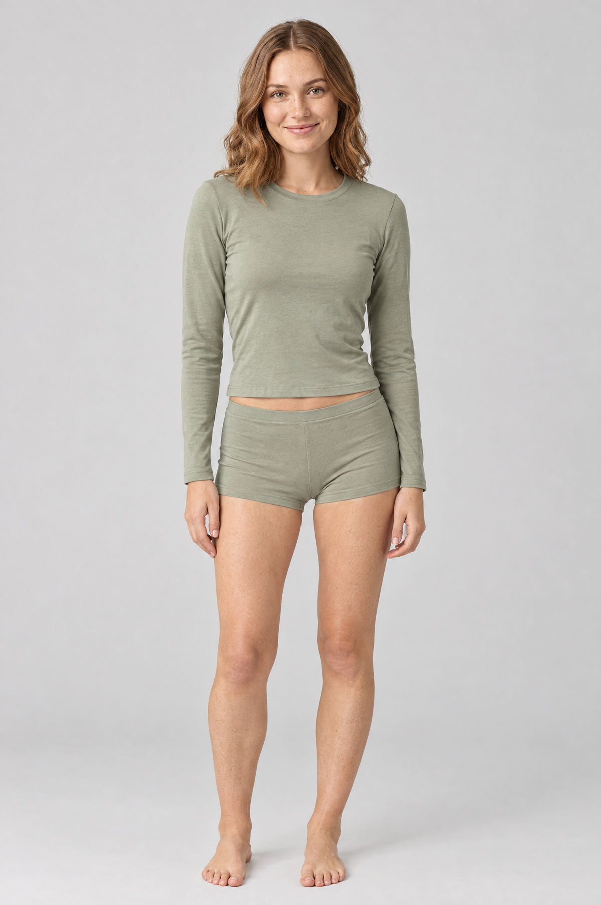 Soflora Jersey Sleep Set in Sage - front view