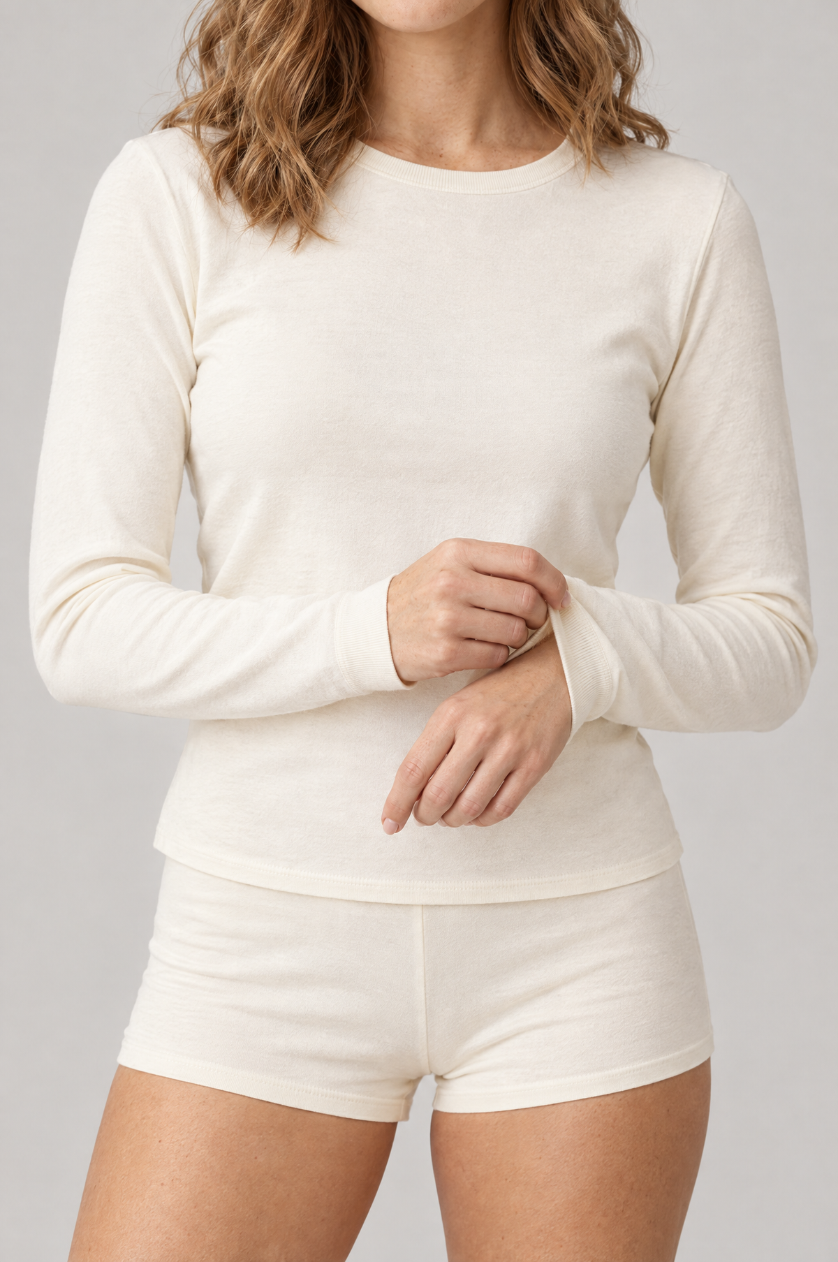 Soflora Jersey Sleep Set in Ivory - close-up