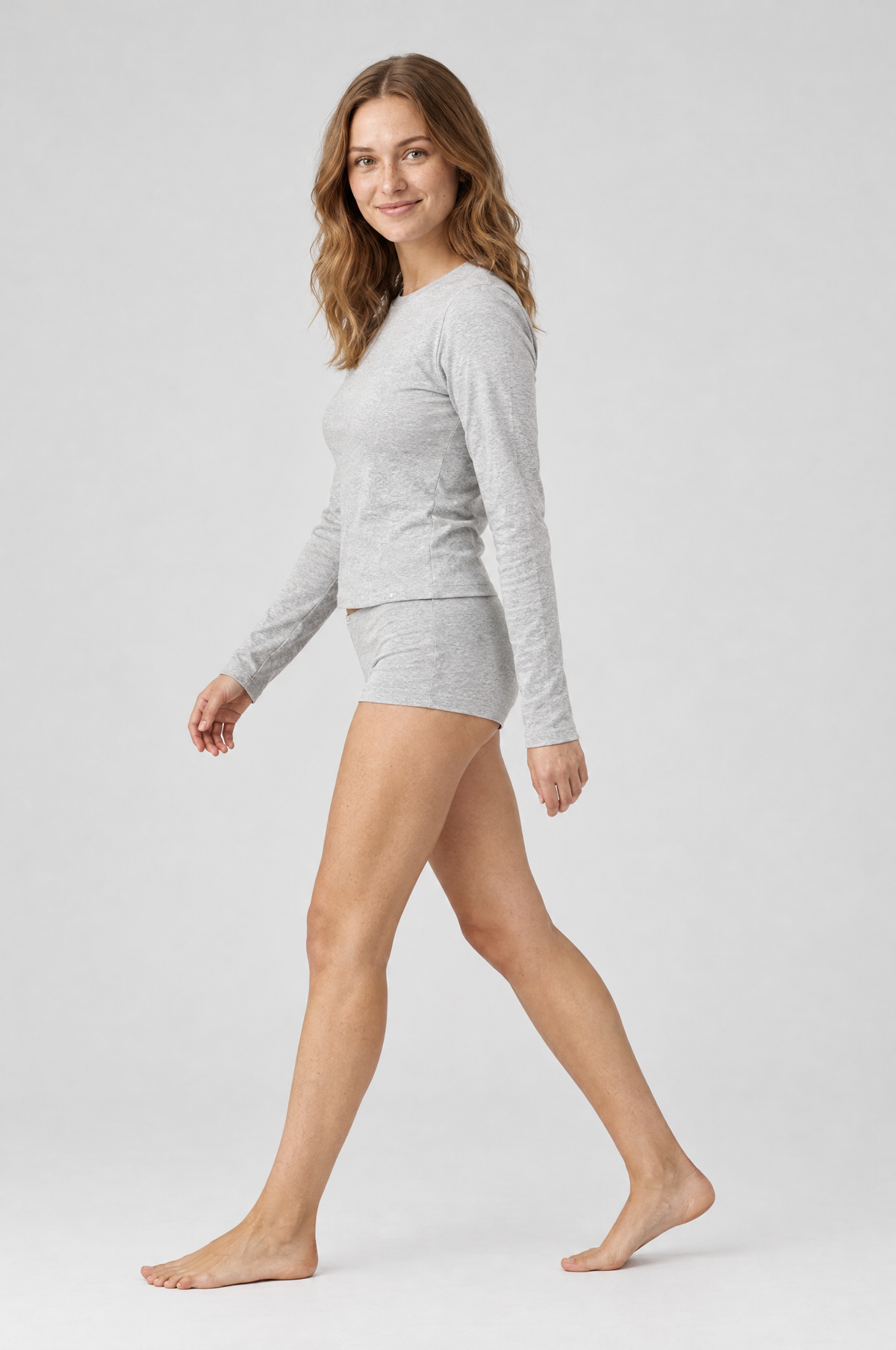 Soflora Jersey Sleep Set in Cloud Grey - side view