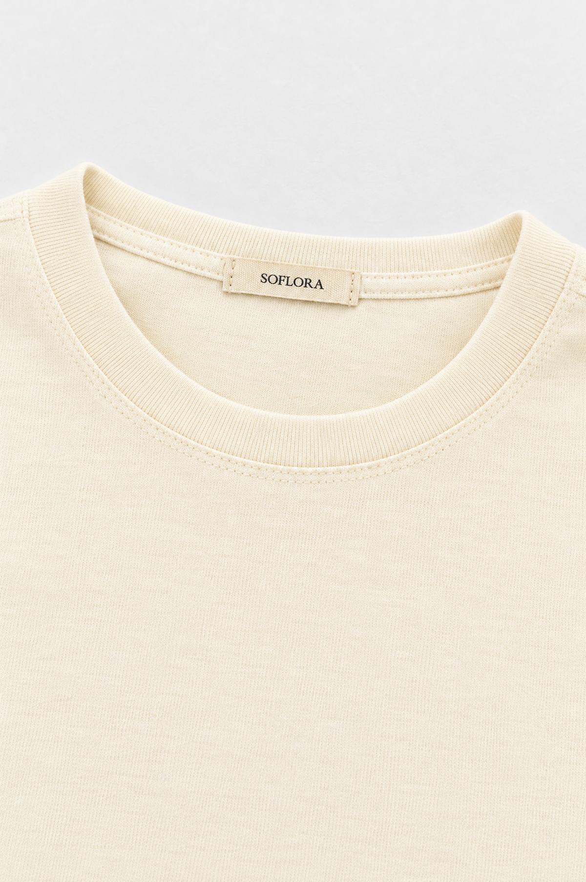 Soflora Jersey Sleep Set in Ivory - neck label detail