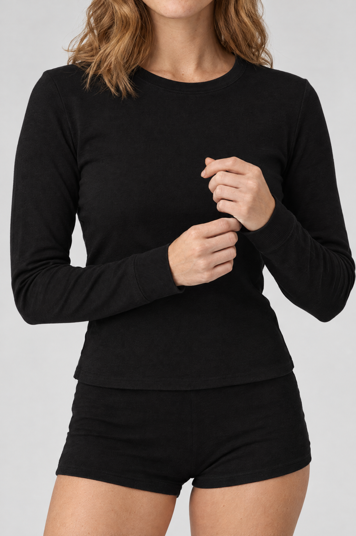 Soflora Jersey Sleep Set in Noir - close-up