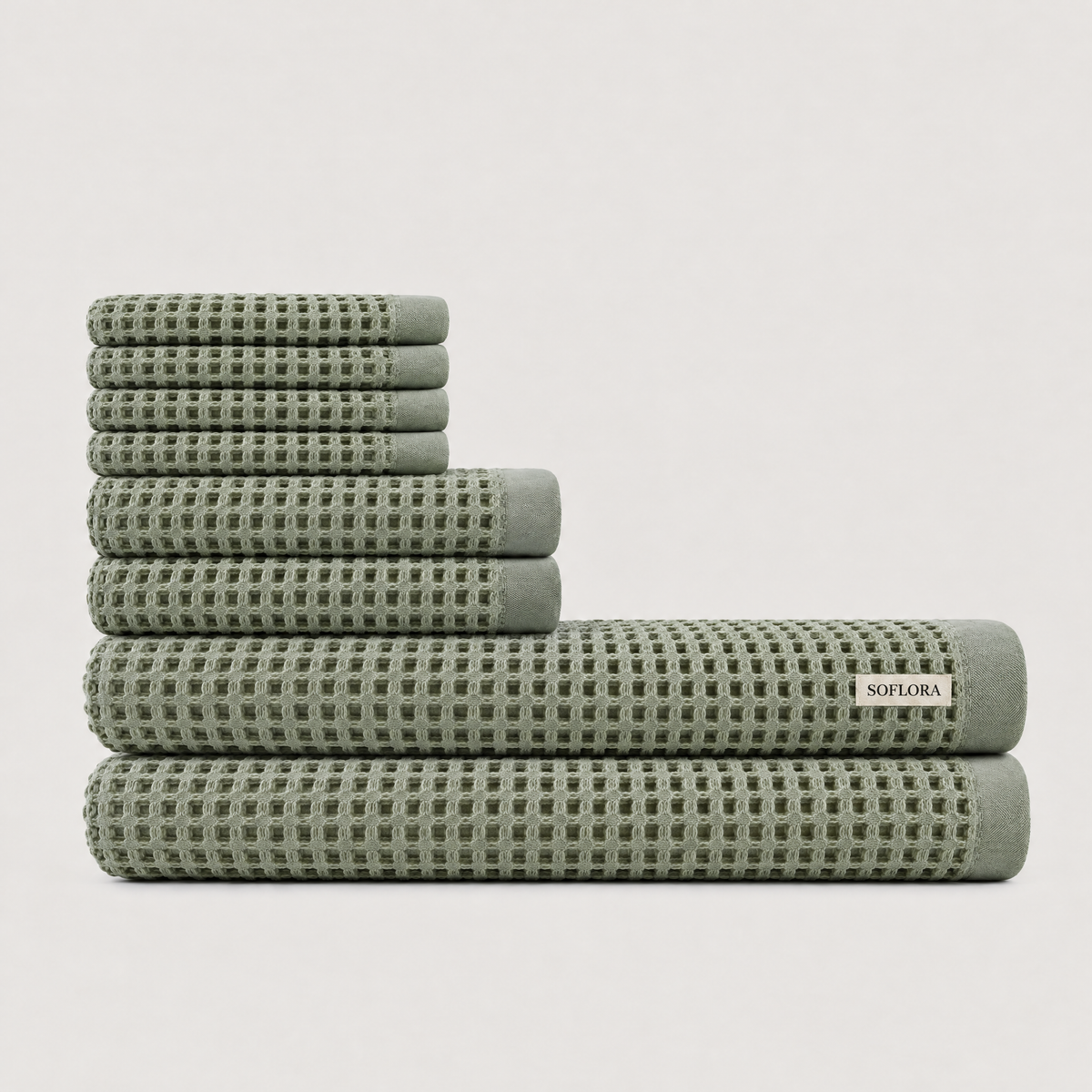 Waffle Bath Bundle in Sage - Set with Bath Towels