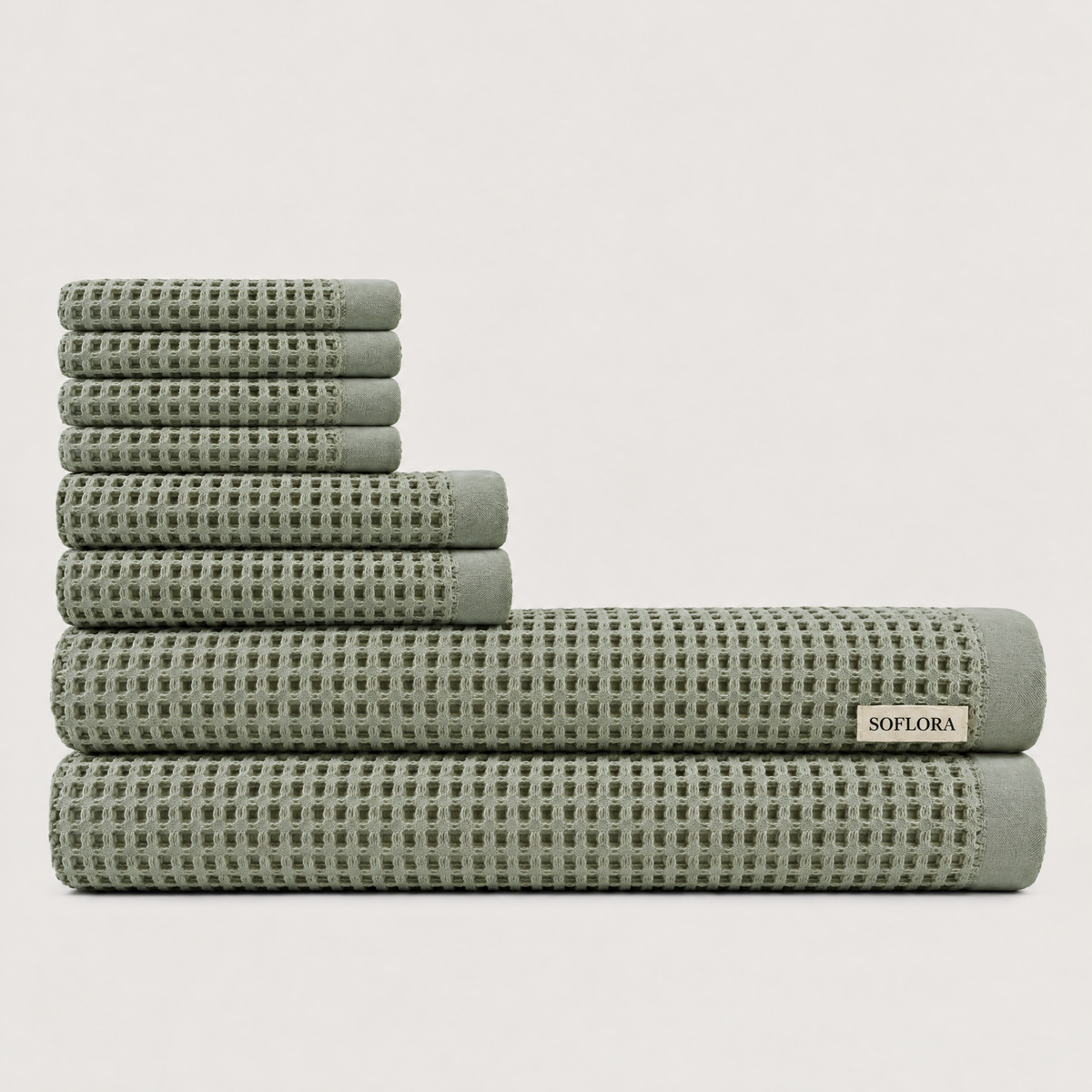Waffle Bath Bundle in Sage - Set with Bath Sheets