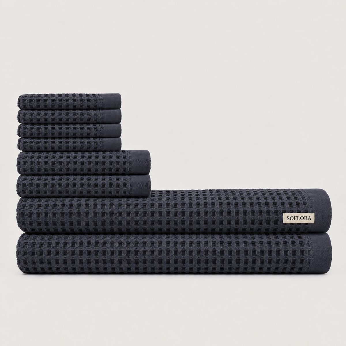 Waffle Bath Bundle in Charcoal - Set with Bath Sheets