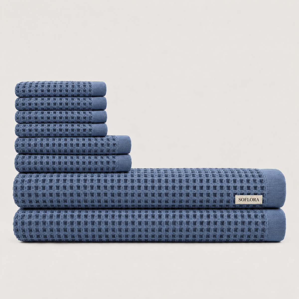 Waffle Bath Bundle in Powder Blue - Set with Bath Sheets
