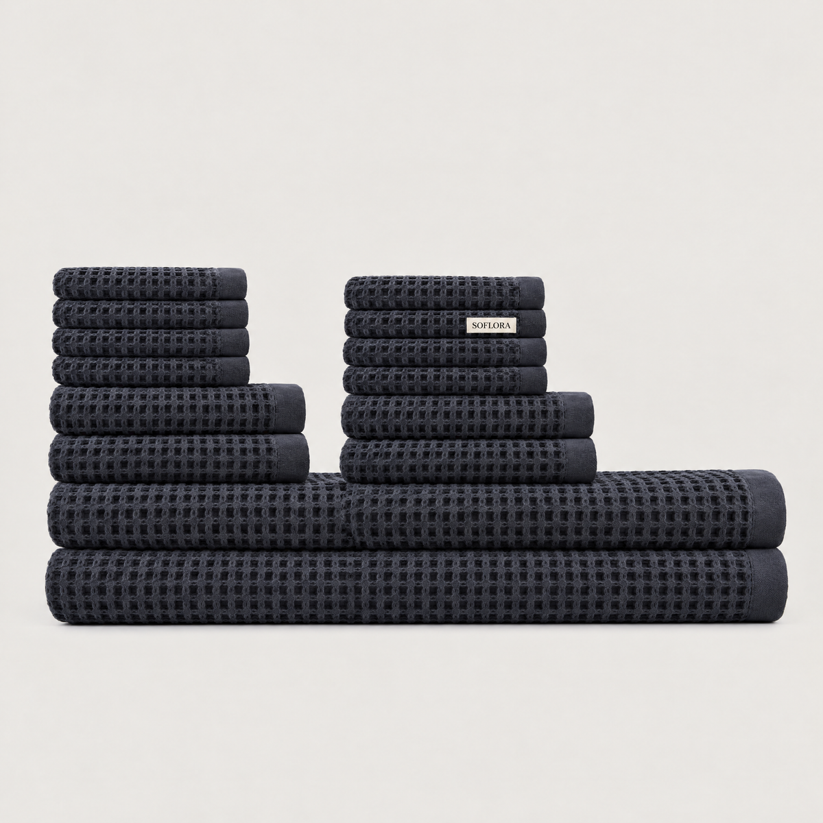 Waffle Family Bundle in Charcoal - Set with Bath Sheets