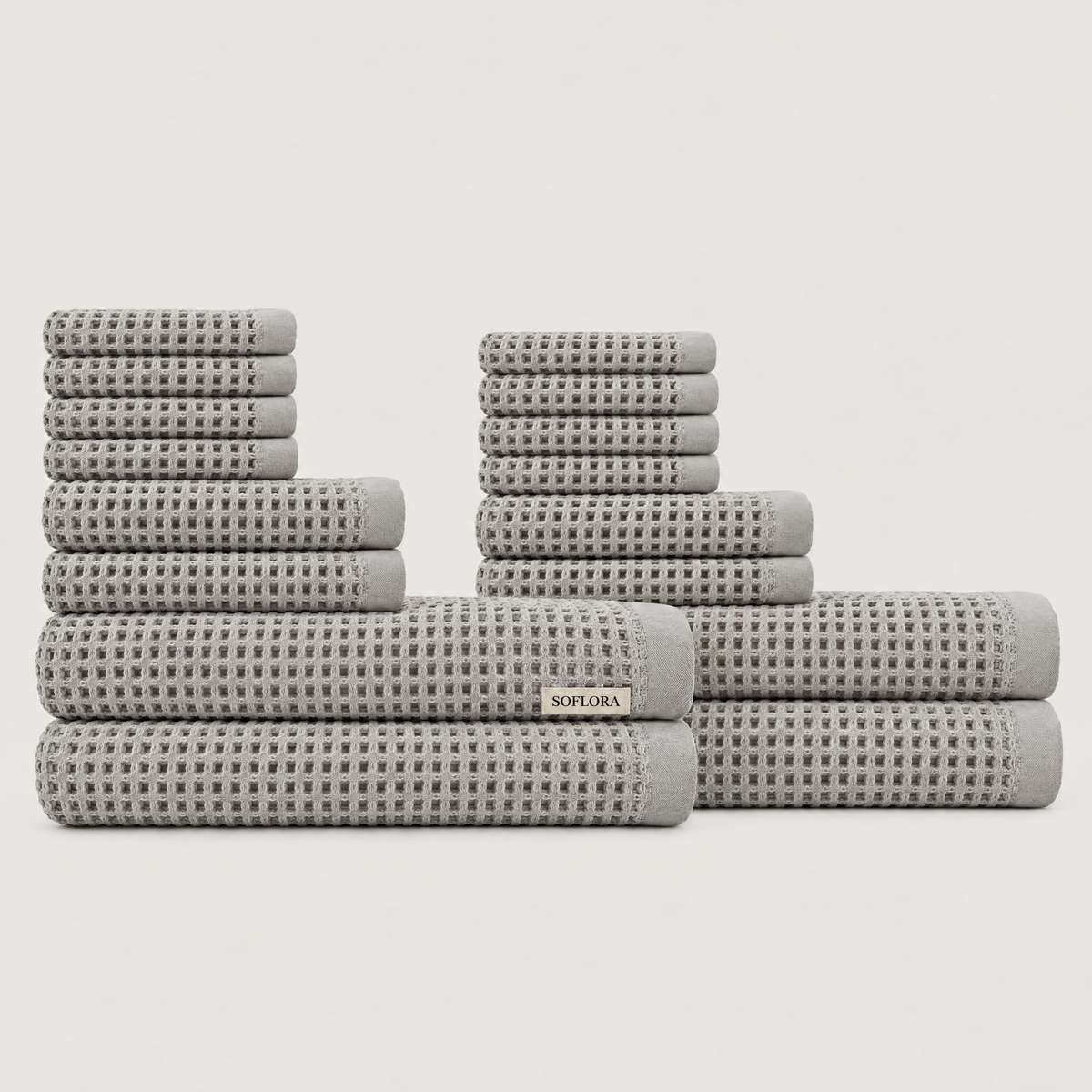 Waffle Family Bundle in Light Grey - Set with Bath Sheets