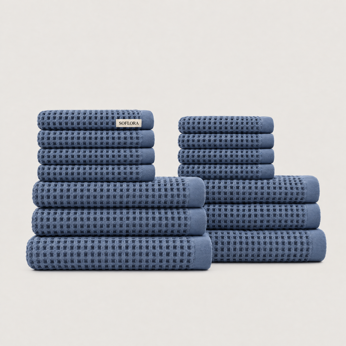 Waffle Family Bundle in Powder Blue - Set with Bath Sheets