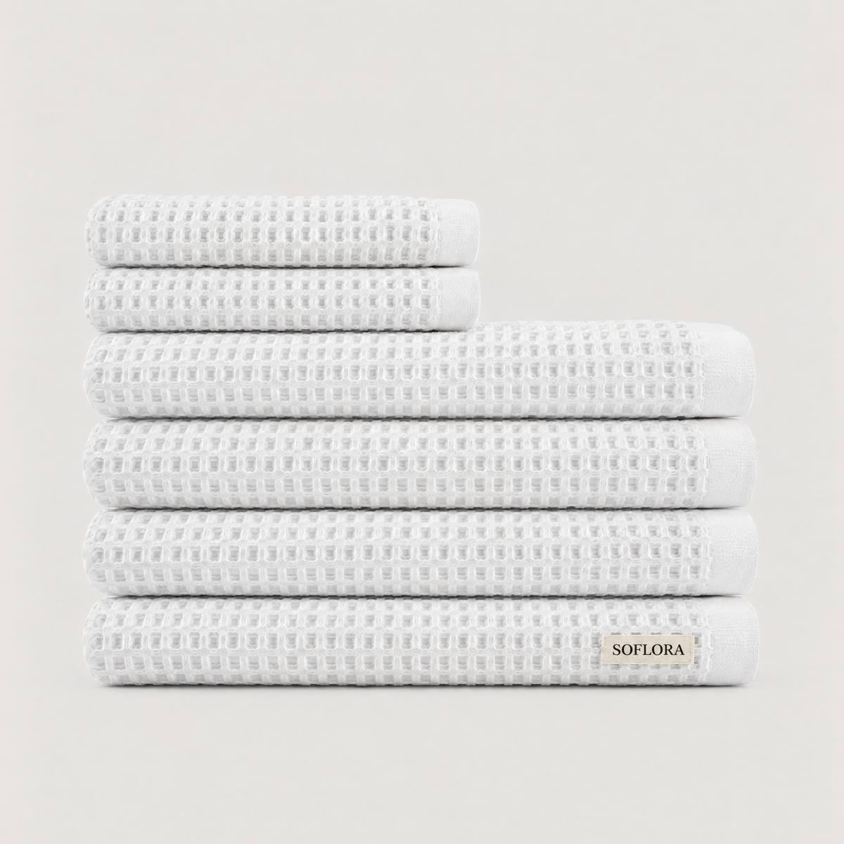 Waffle Spa Bundle in Cloud White - Set with Bath Towels