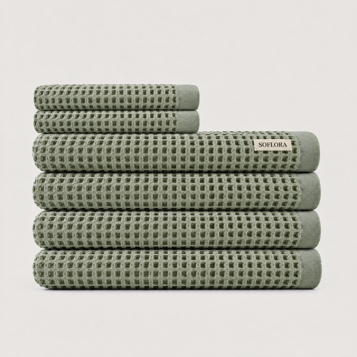 Waffle Spa Bundle in Sage - Set with Bath Towels