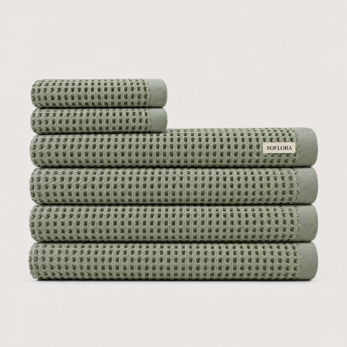 Waffle Spa Bundle in Sage - Set with Bath Sheets