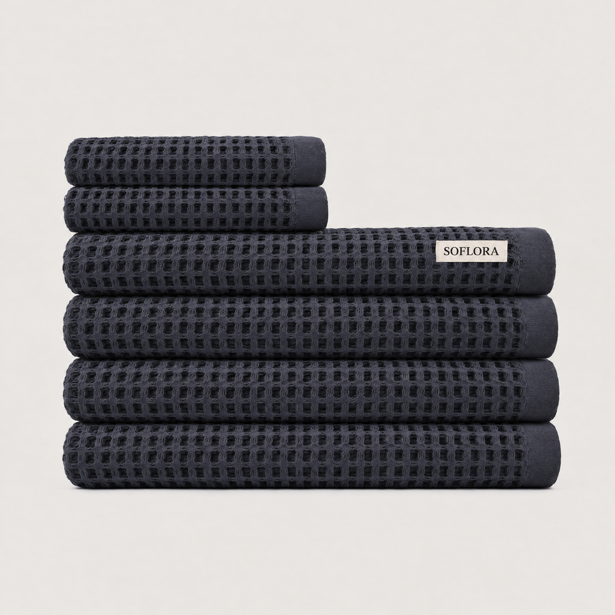Waffle Spa Bundle in Charcoal - Set with Bath Sheets