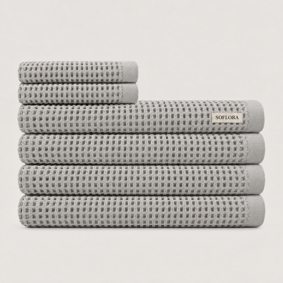 Waffle Spa Bundle in Light Grey - Set with Bath Sheets