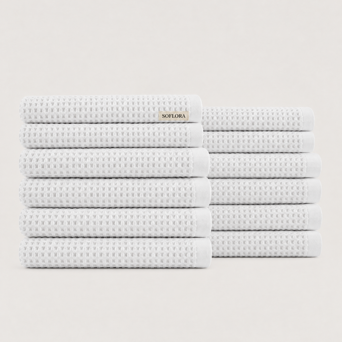 Waffle Luxe Bundle in Cloud White - Set with Bath Towels