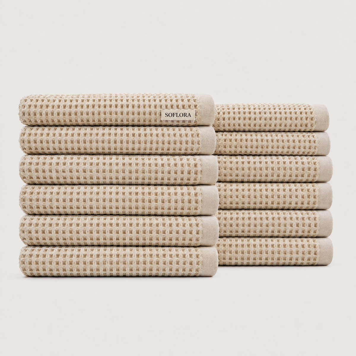Waffle Luxe Bundle in Sand - Set with Bath Towels