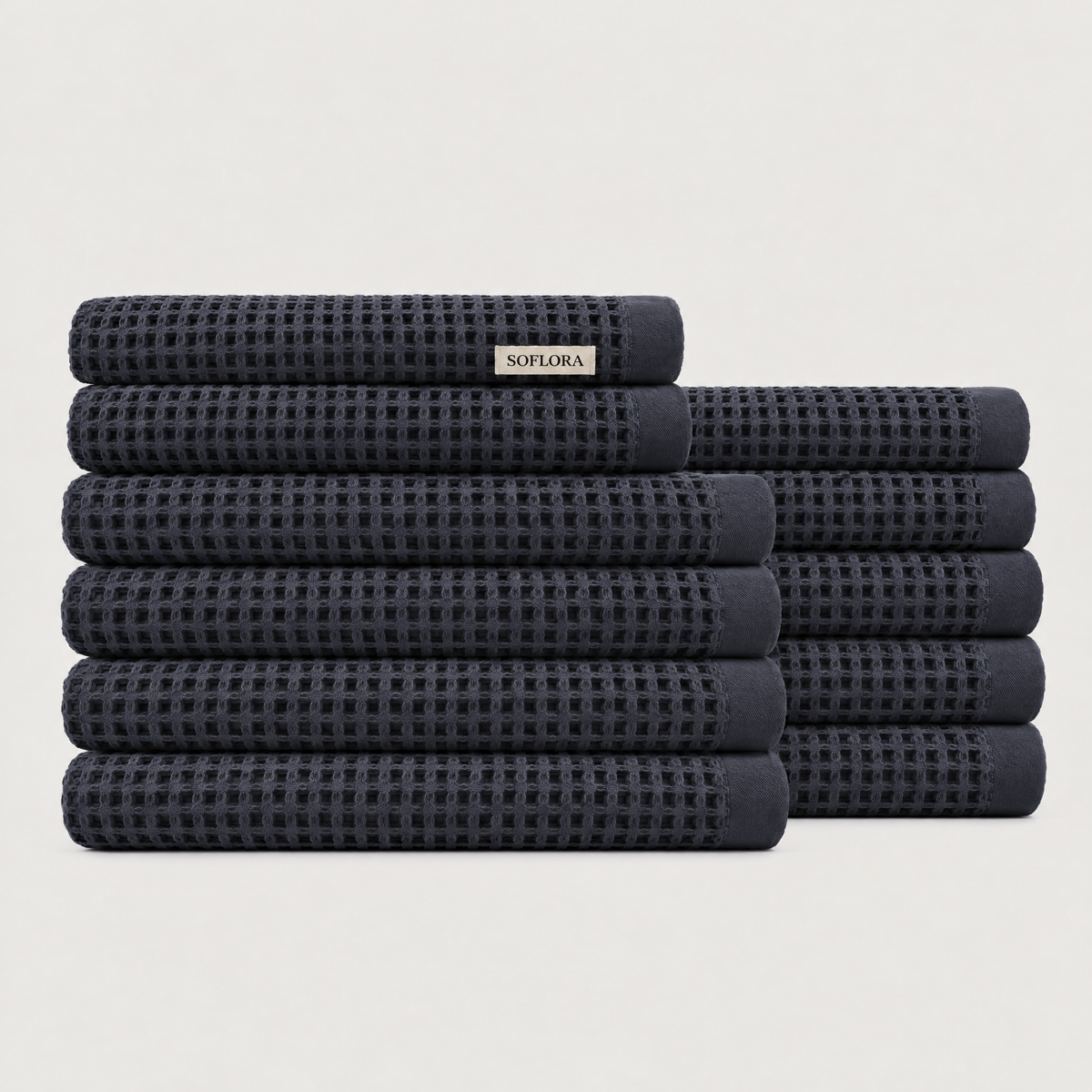 Waffle Luxe Bundle in Charcoal - Set with Bath Sheets