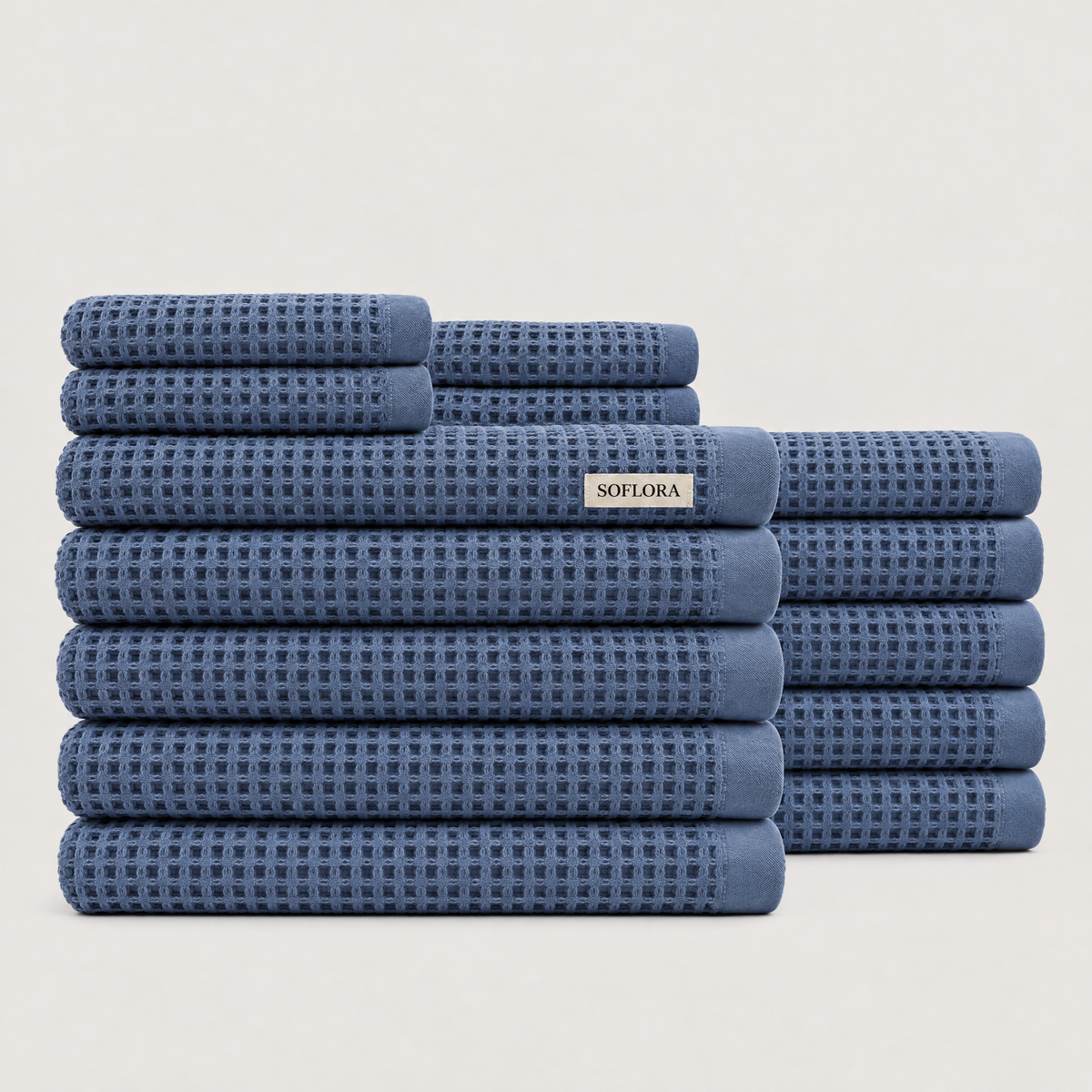 Waffle Luxe Bundle in Powder Blue - Set with Bath Sheets