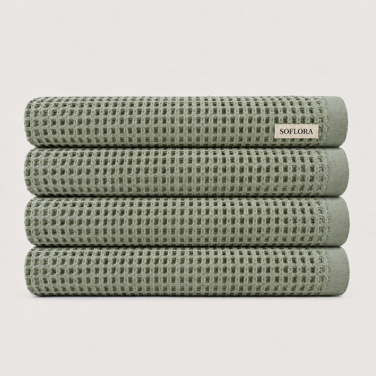 Waffle Bath Sheets in Sage - 4x Bath Sheets