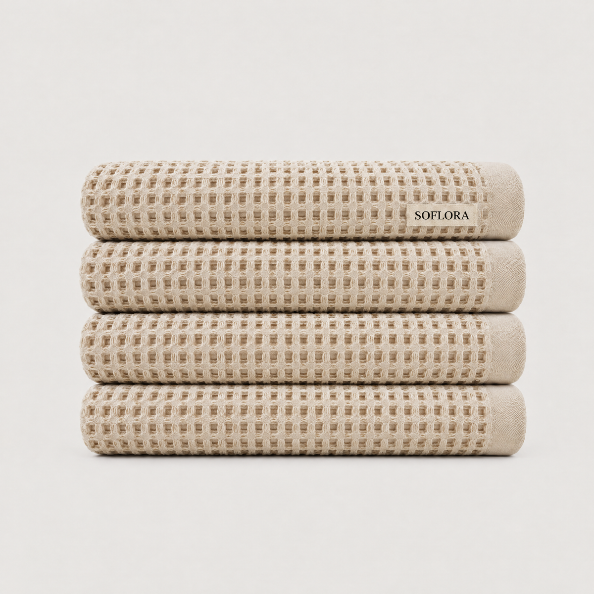 Waffle Bath Sheets in Sand - 4x Bath Sheets