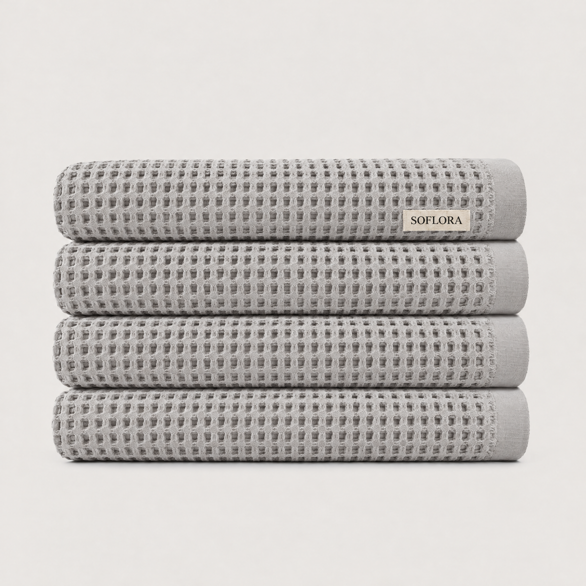 Waffle Bath Sheets in Light Grey - 4x Bath Sheets