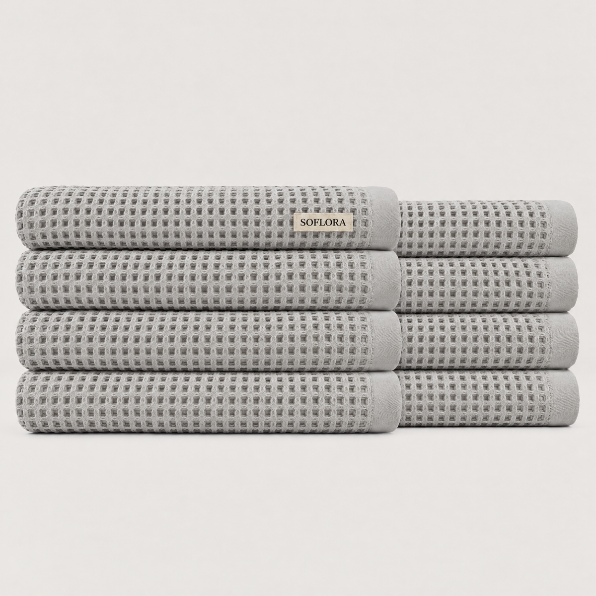 Waffle Bath Sheets in Light Grey - 8x Bath Sheets