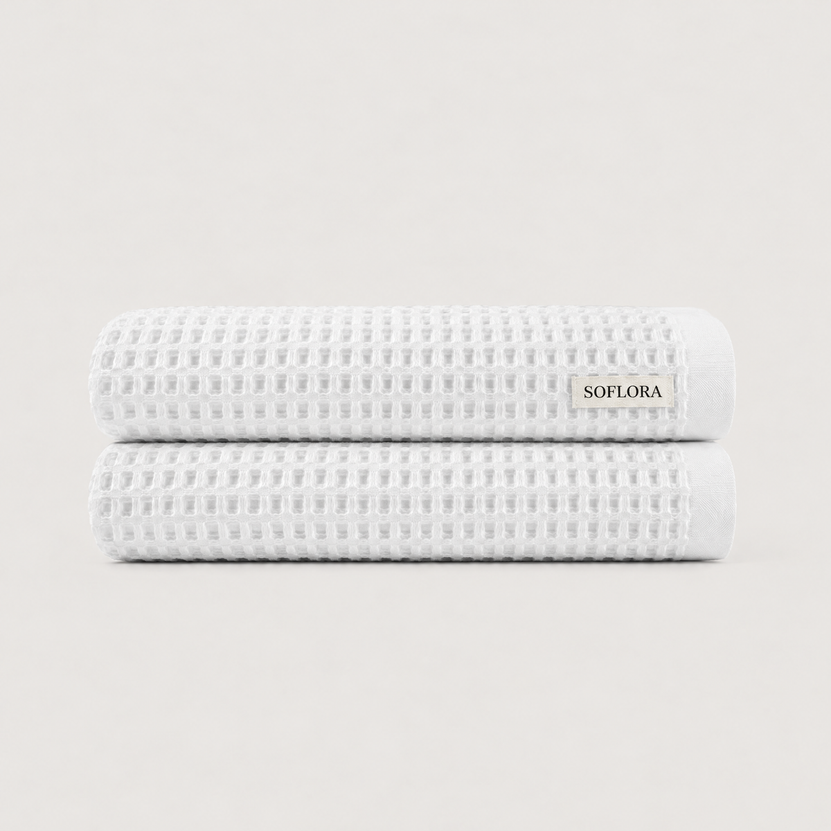 Waffle Bath Towels in Cloud White - 2x Bath Towels