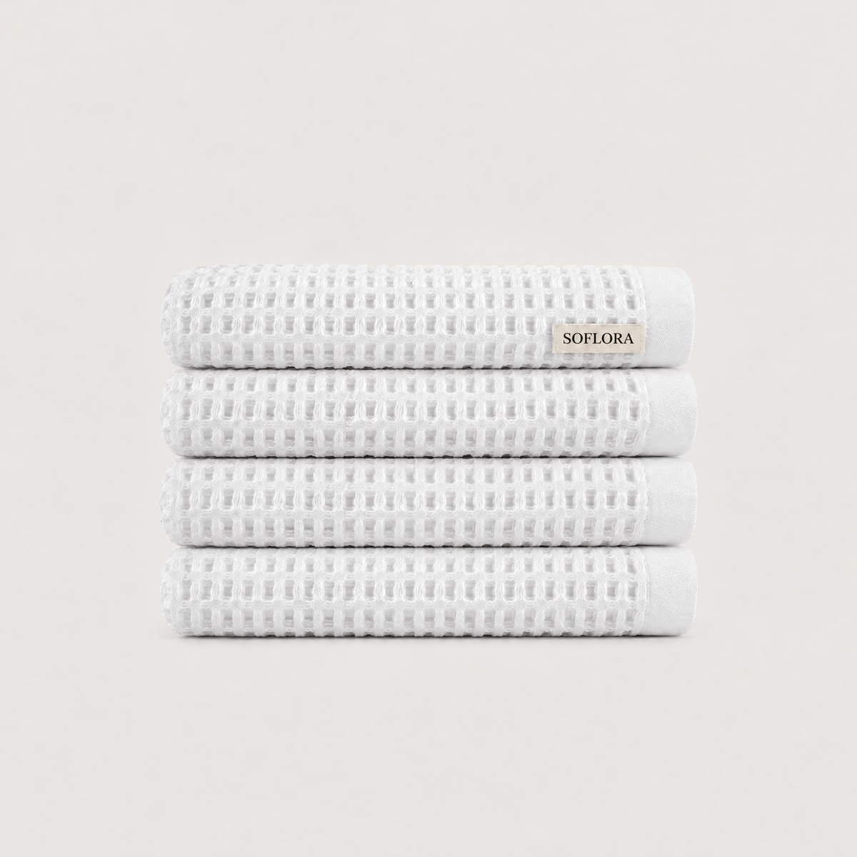 Waffle Hand Towels in Cloud White - 4x Hand Towels
