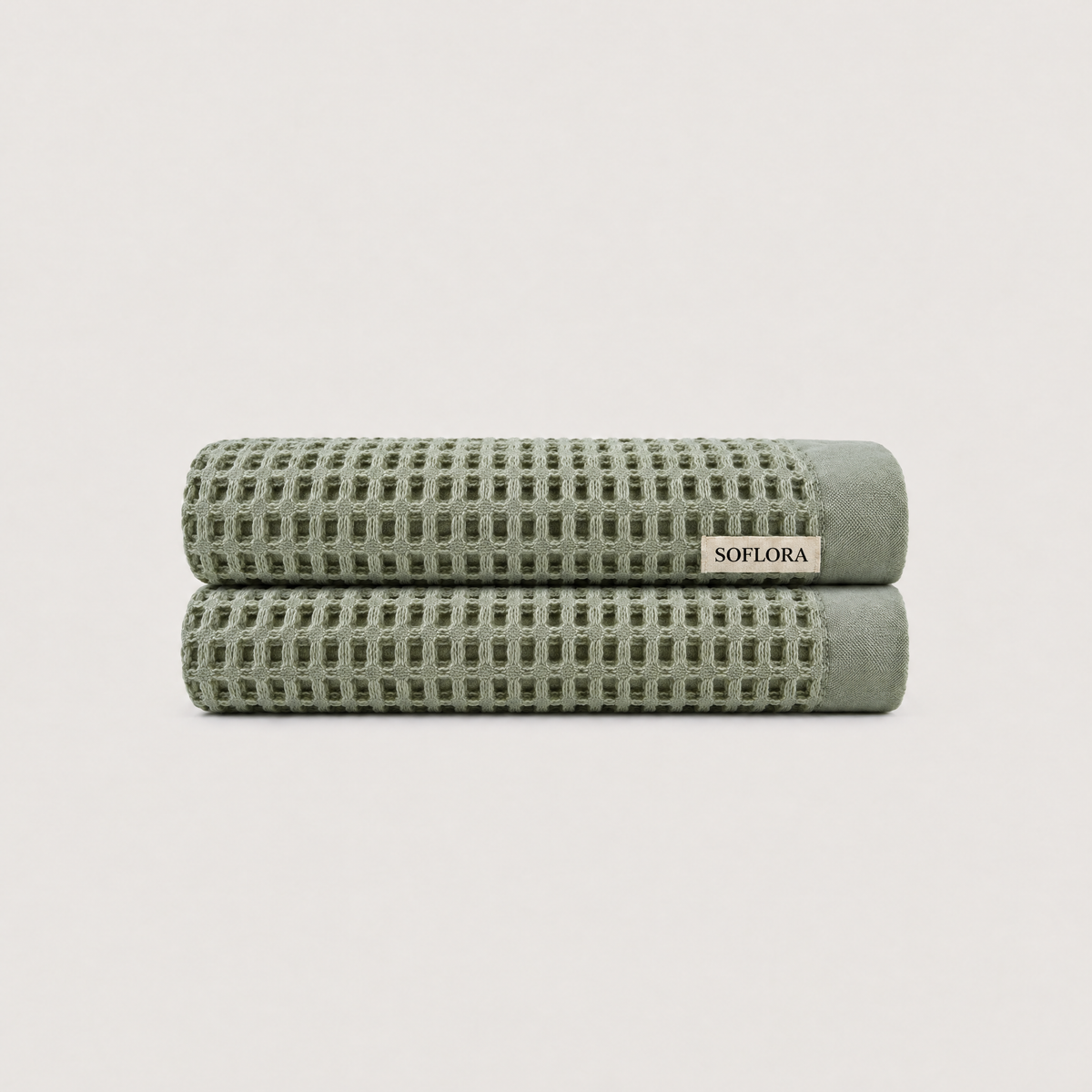 Waffle Hand Towels in Sage - 2x Hand Towels