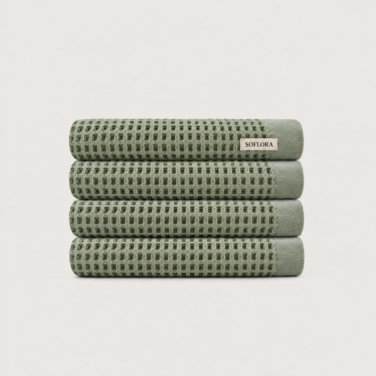 Waffle Hand Towels in Sage - 4x Hand Towels