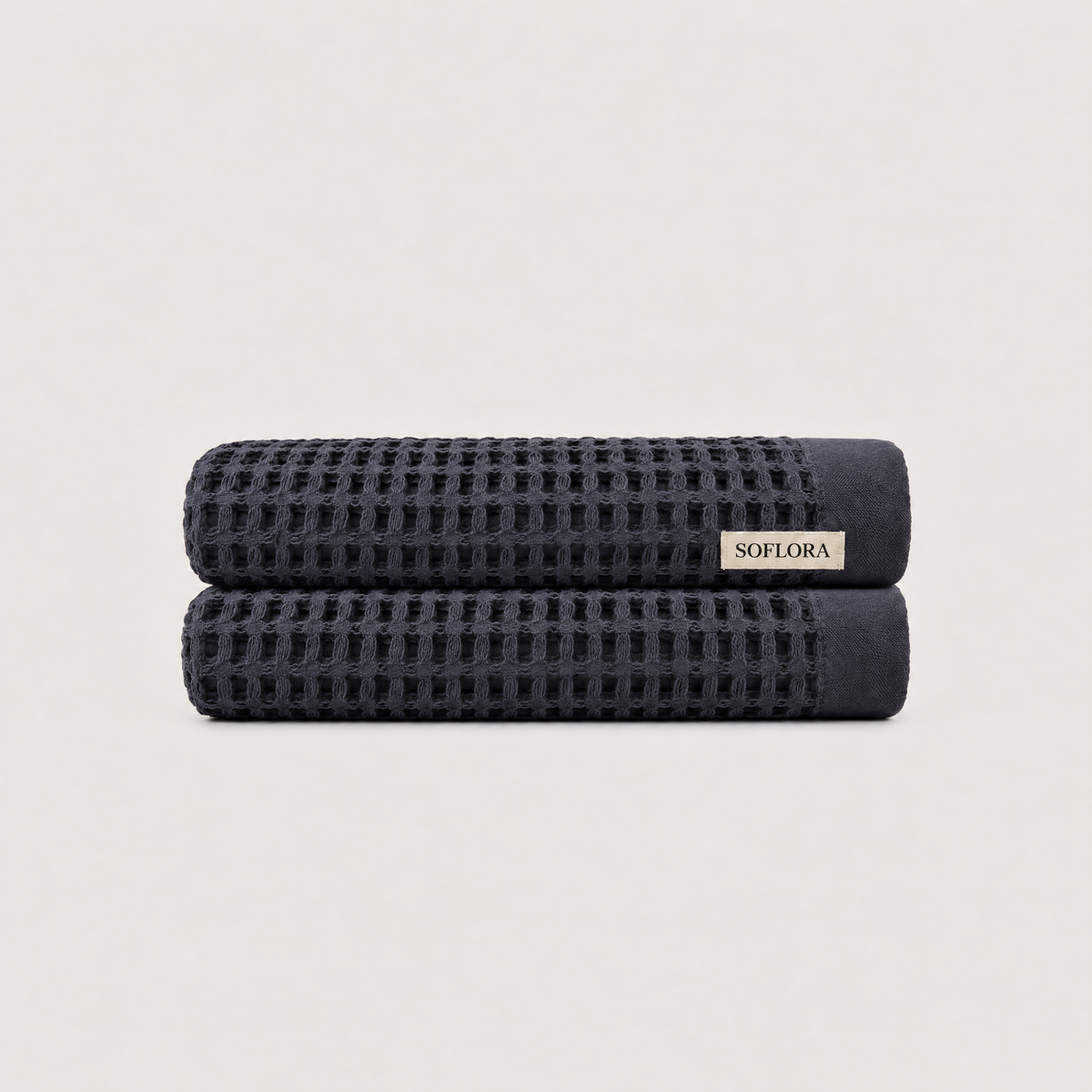 Waffle Hand Towels in Charcoal - 2x Hand Towels
