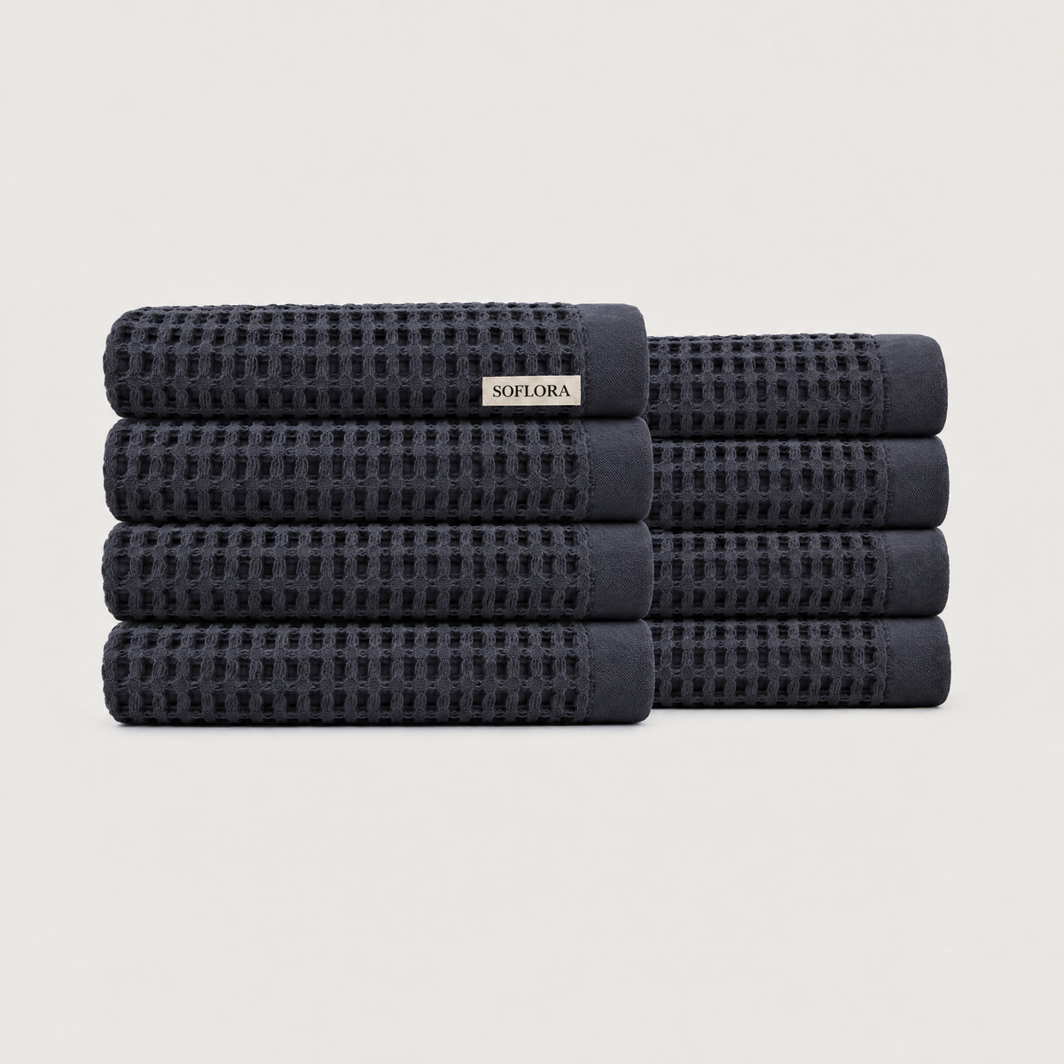 Waffle Hand Towels in Charcoal - 8x Hand Towels