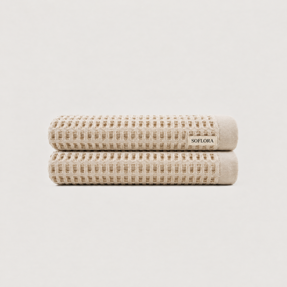 Waffle Hand Towels in Sand - 2x Hand Towels