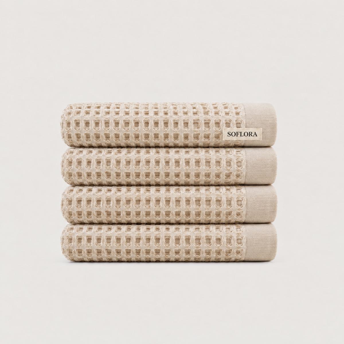 Waffle Hand Towels in Sand - 4x Hand Towels