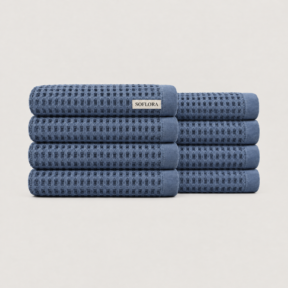 Waffle Hand Towels in Powder Blue - 8x Hand Towels