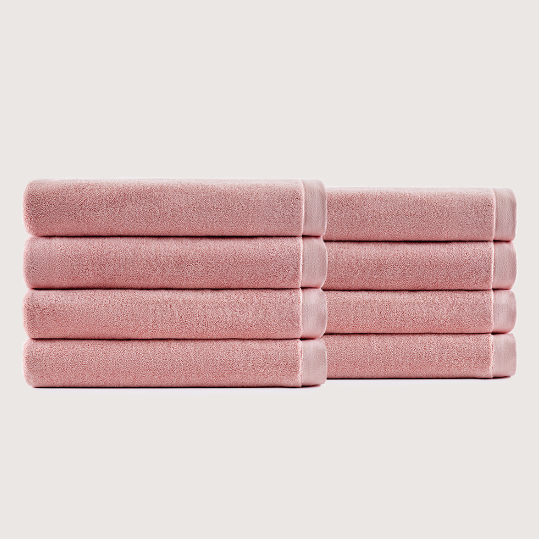 Heavyweight Cotton Bath Towels - Coral Pink
