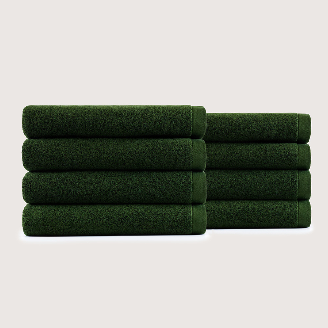 Heavyweight Cotton Bath Towels - Olive Green