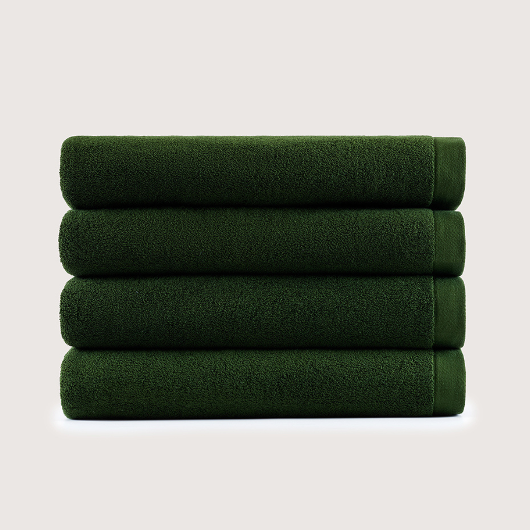 Heavyweight Cotton Bath Towels - Olive Green
