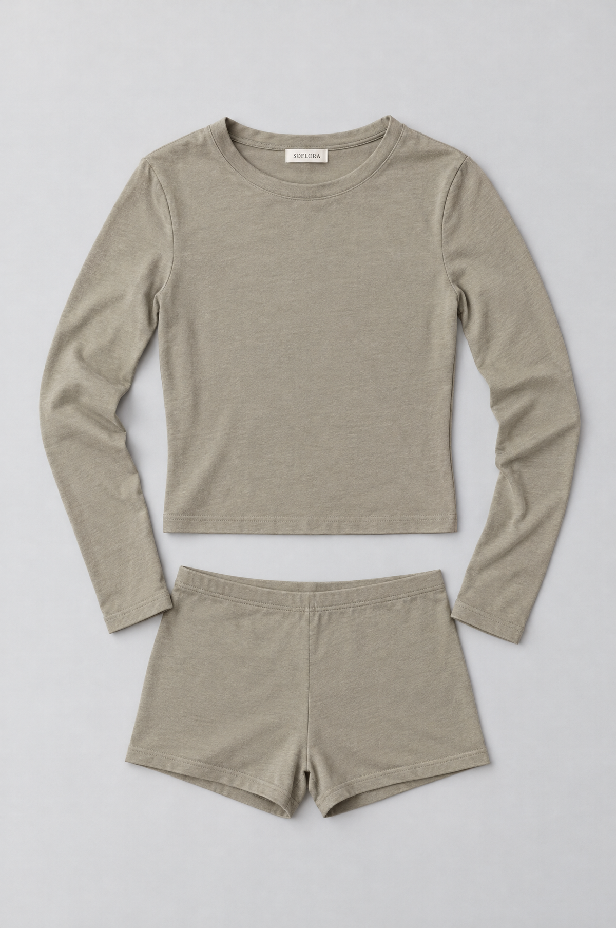 Soflora Jersey Sleep Set in Sage - flat lay
