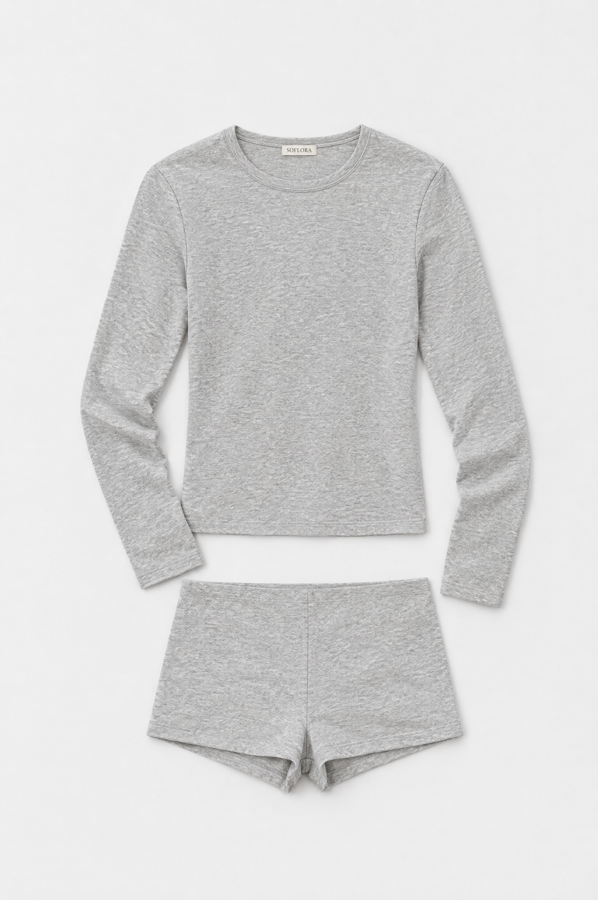 Soflora Jersey Sleep Set in Cloud Grey - flat lay