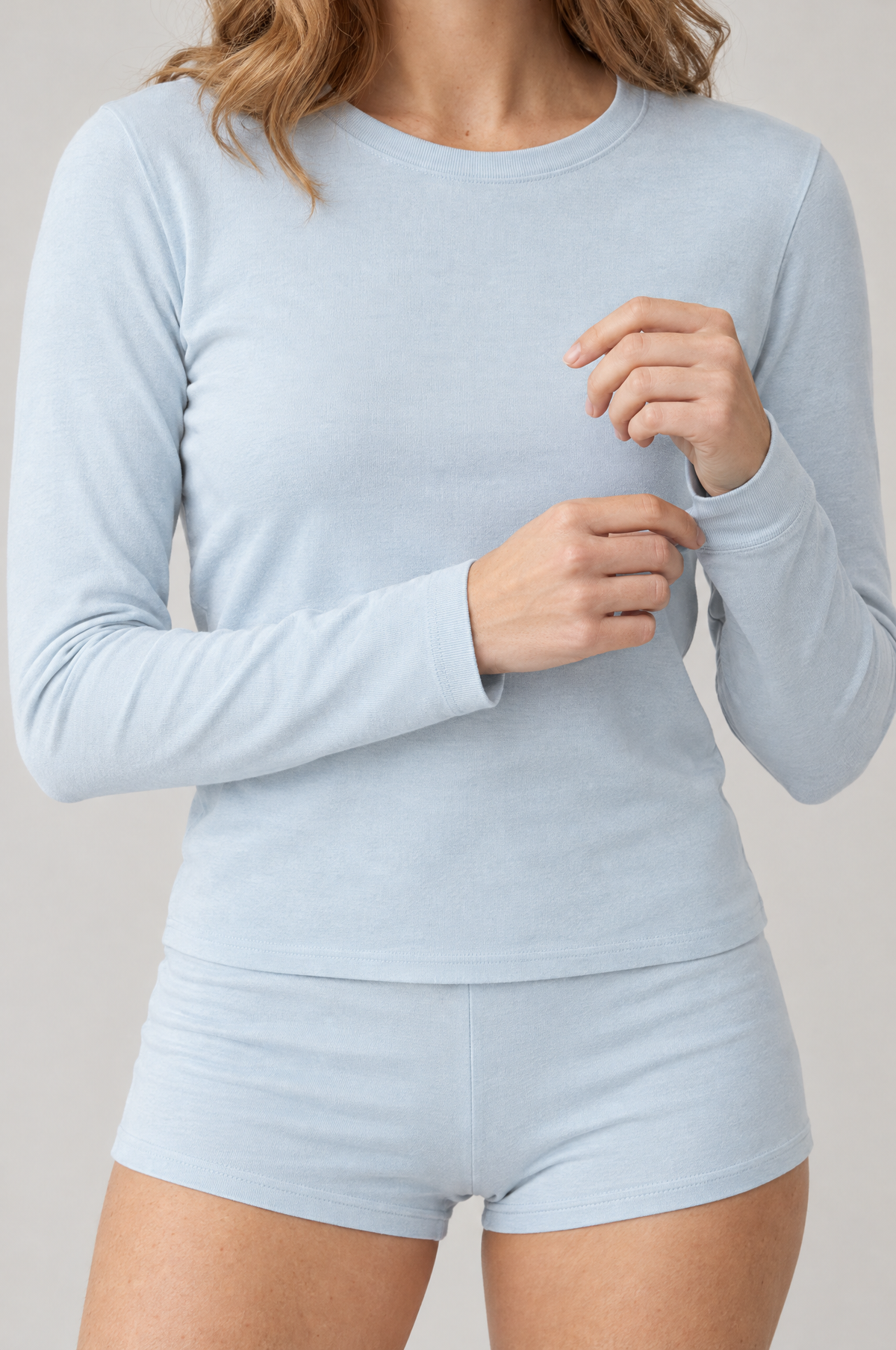 Soflora Jersey Sleep Set in Sky - close-up