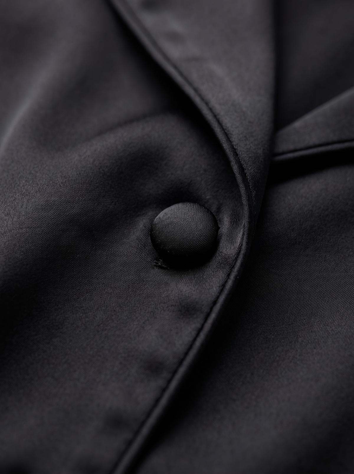 Soflora Long Silk PJ Set in Noir - button and piping detail