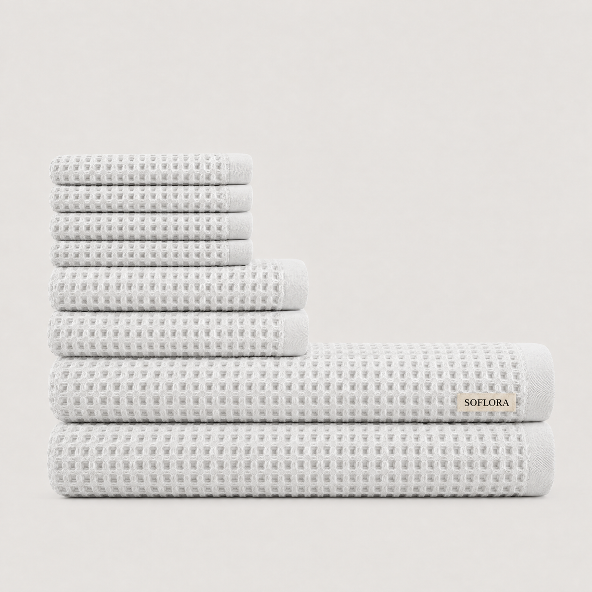 Waffle Bath Bundle in Cloud White - Set with Bath Towels