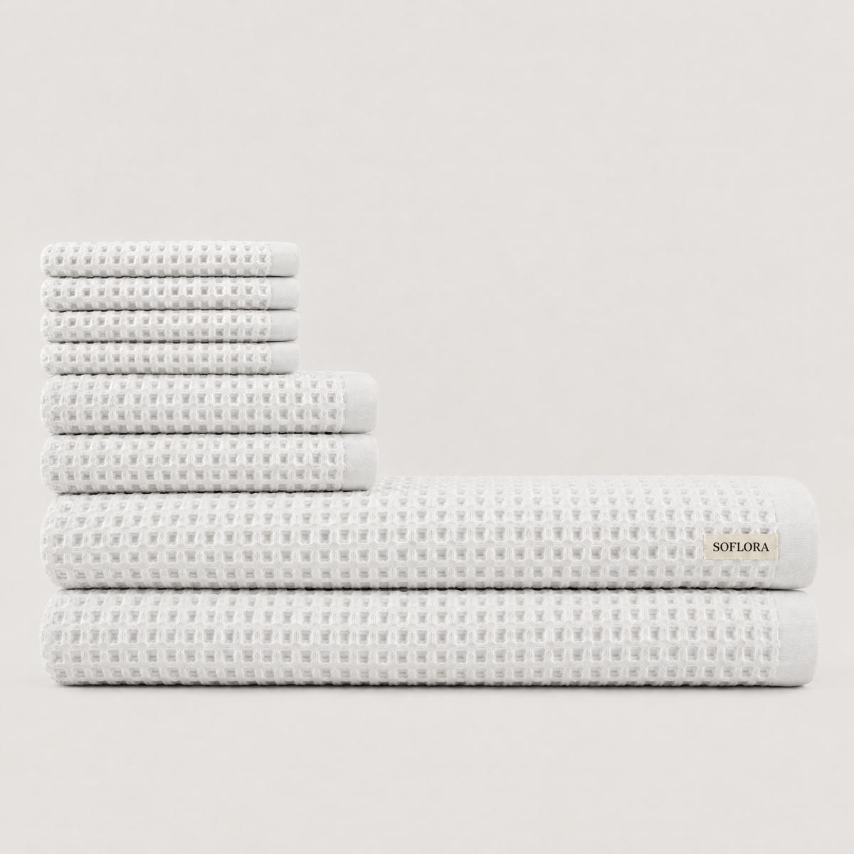 Waffle Bath Bundle in Cloud White - Set with Bath Sheets