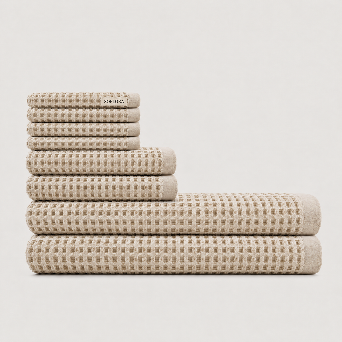 Waffle Bath Bundle in Sand - Set with Bath Towels