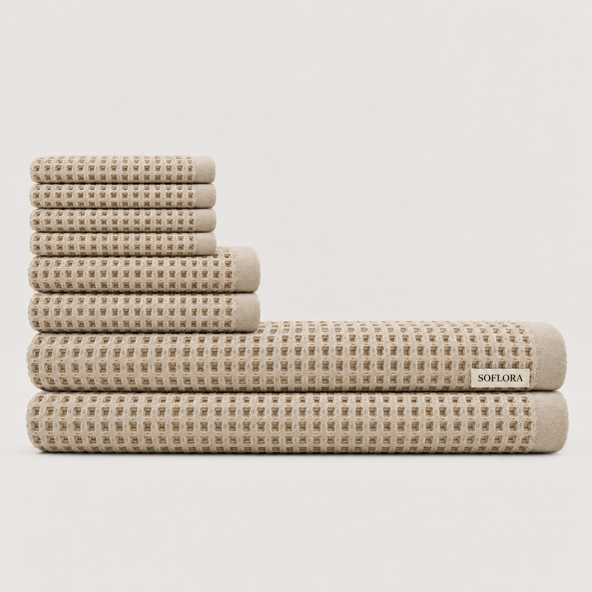 Waffle Bath Bundle in Sand - Set with Bath Sheets