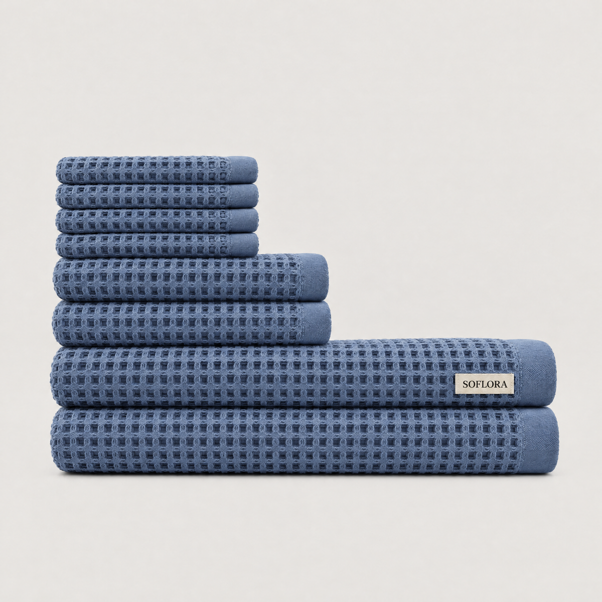Waffle Bath Bundle in Powder Blue - Set with Bath Towels