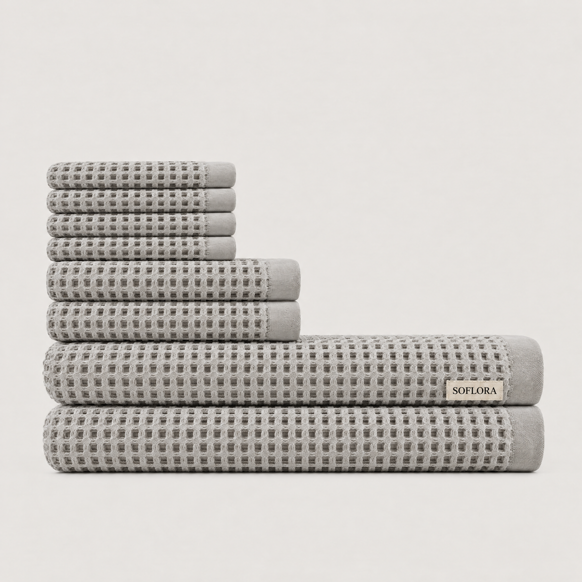 Waffle Bath Bundle in Light Grey - Set with Bath Towels