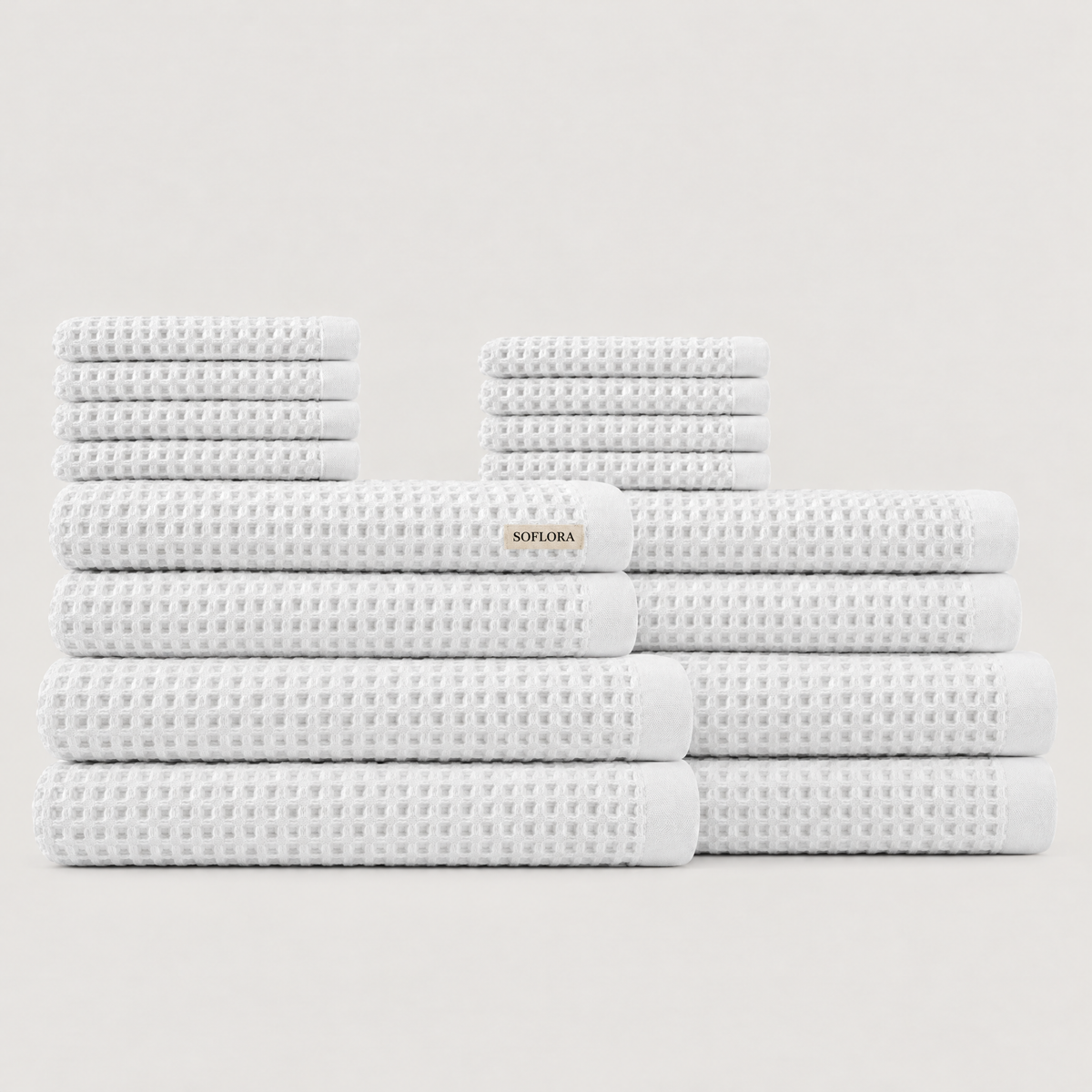 Waffle Family Bundle in Cloud White - Set with Bath Sheets