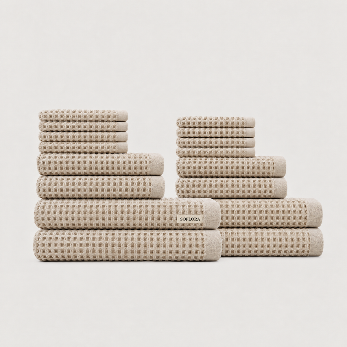 Waffle Family Bundle in Sand - Set with Bath Towels